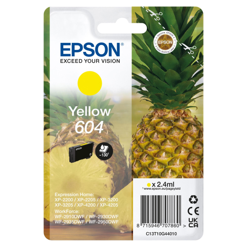 EPSON 604 CARTUCCIA INK GIALLO 2.4 ML PER Expression Home XP-4200; Home Cinema 3200; Stylus Photo 2200